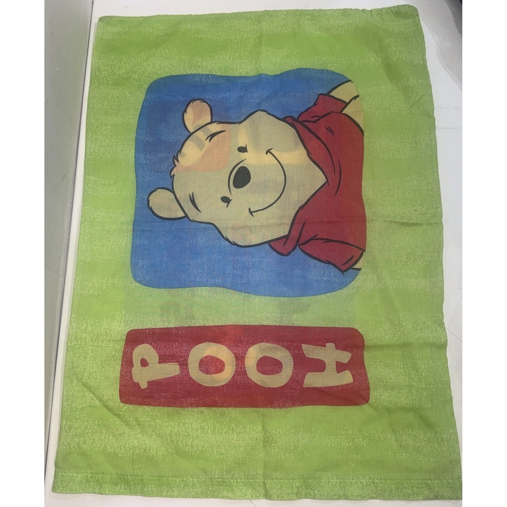 Vintage 90s Disney Winnie the Pooh Green Bees & Honey Reversible Pillowcase